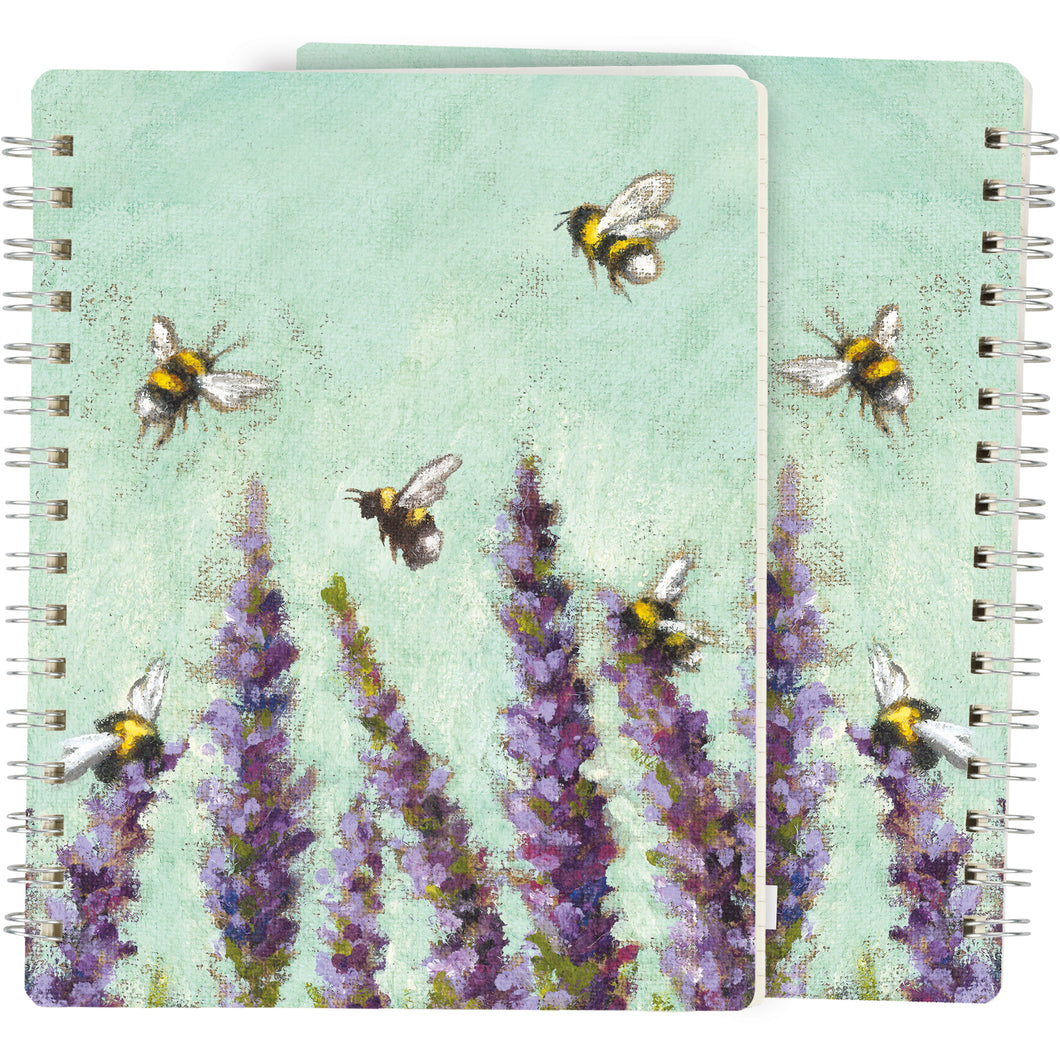 Lavender Flowers and Bees Spiral Bound Notebook Journal