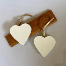 Load image into Gallery viewer, White wooden shabby chic hanging heart at Vivre, Nelson, NZ
