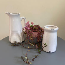 Load image into Gallery viewer, shabby chic country cottage styled milk bottle vase, buy now at Vivre, Nelson, NZ
