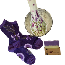 Load image into Gallery viewer, Lavender Flower Crew Socks
