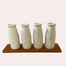 Load image into Gallery viewer, Love Ceramic Milk Bottle Set at Vivre, Nelson, NZ for floral shabby chic themed homewares and home accessories

