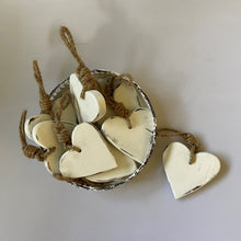 Load image into Gallery viewer, Shabby Chic White Wooden Hanging Hearts at Vivre, NZ, browse our Hearts Collection
