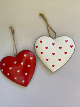 Load image into Gallery viewer, White and Red Heart Hanging Heart buy now at Vivre, Nelson, NZ

