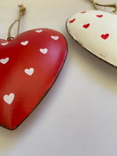 Load image into Gallery viewer, White and Red Heart Hanging Heart buy now at Vivre, Nelson, NZ
