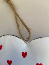 Load image into Gallery viewer, White and Red Heart Hanging Heart buy now at Vivre, Nelson, NZ
