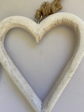 Load image into Gallery viewer, Shabby Chic styled white wood open heart, buy now at Vivre, Nelson, NZ
