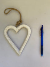 Load image into Gallery viewer, Shabby Chic styled white wood open heart, buy now at Vivre, Nelson, NZ
