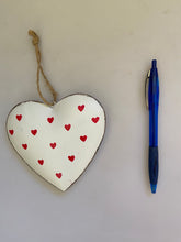 Load image into Gallery viewer, White and Red Heart Hanging Heart
