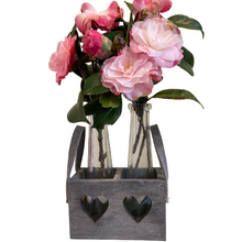 Load image into Gallery viewer, shabby chic styled vases in a wooden tray, buy now at Vivre, Nelson, NZ
