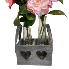 Load image into Gallery viewer, shabby chic styled vases in a wooden tray, buy now at Vivre, Nelson, NZ

