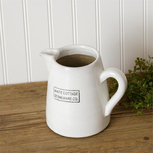 shabby chic country cottage styled stoneware pitcher, buy now at Vivre, Nelson, NZ