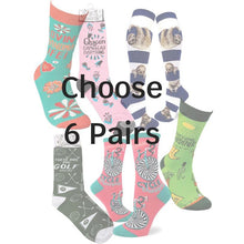 Load image into Gallery viewer, Choose 6 pairs of fun funky socks with attitude and save 20% at Vivre, Nelson, NZ
