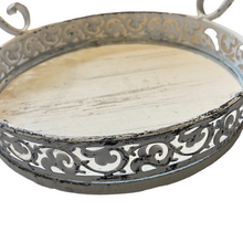 Load image into Gallery viewer, Shabby Chic Styled Vintage Round White Tray
