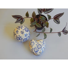 Load image into Gallery viewer, Shabby Chic styled blue and white floral ceramic decorative sphere, buy now at Vivre, Nelson, NZ
