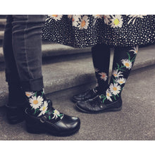 Load image into Gallery viewer, Daisies Black Crew Socks
