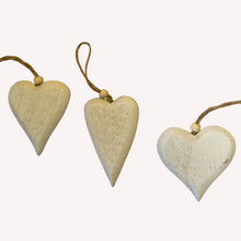 Load image into Gallery viewer, White wooden hanging hearts at Vivre, Nelson, NZ, browse our shabby chic hearts
