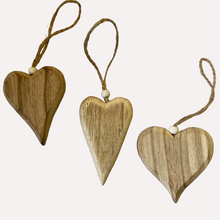 Load image into Gallery viewer, Mini wooden hearts at Vivre, Nelson, NZ browse our collection of Hanging Hearts
