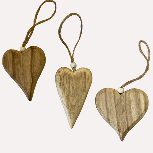 Mini wooden hearts at Vivre, Nelson, NZ browse our collection of Hanging Hearts