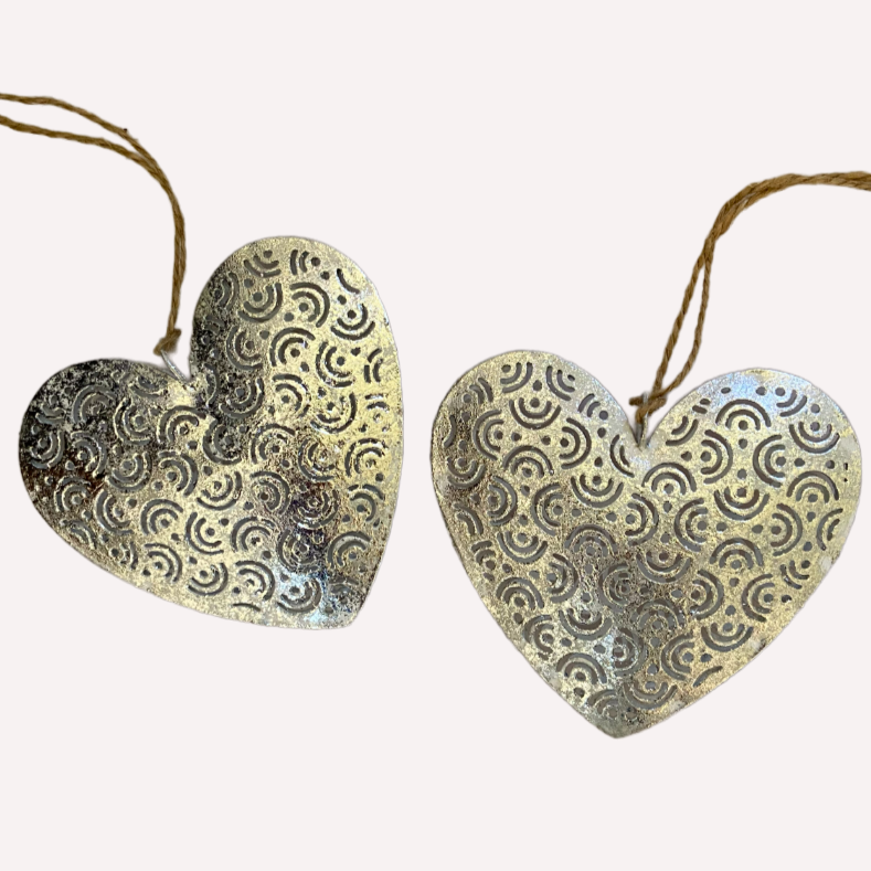 Metallic Silver 3D hanging heart buy now at Vivre, Nelson, NZ