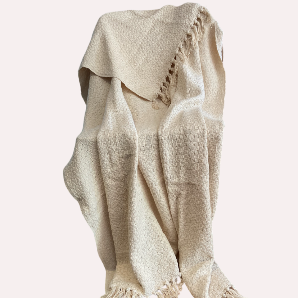 Beiege Throw Handwoven Cotton Beige Throw – Vivre - Home | Gifts | Plants - NZ