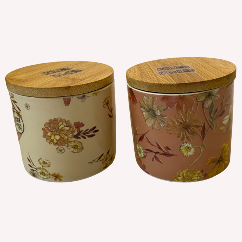 Floral Storage Pots Set of 2