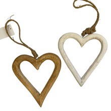 Load image into Gallery viewer, Shabby Chic styled white wood open heart, buy now at Vivre, Nelson, NZ
