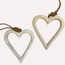 Load image into Gallery viewer, Shabby Chic styled white wood open heart, buy now at Vivre, Nelson, NZ

