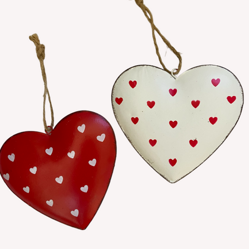 White and Red Heart Hanging Heart buy now at Vivre, Nelson, NZ
