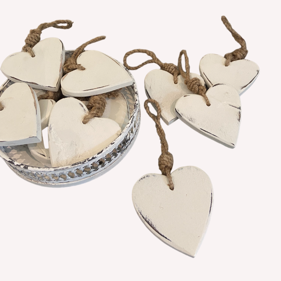 White Wooden Shabby Chic Heart