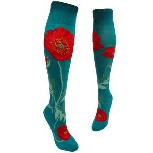 Bold Poppies Lake Knee High Socks
