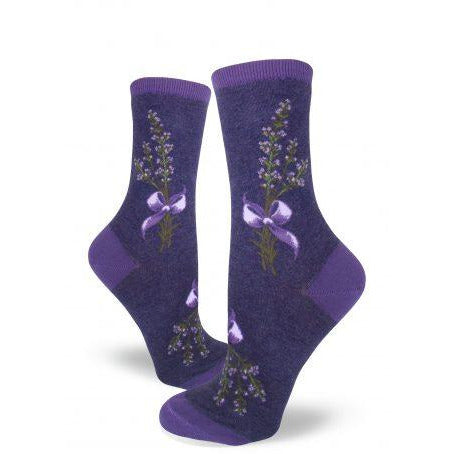 Lavender Flower Crew Socks